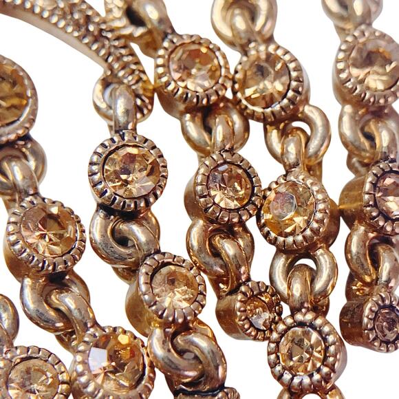 VTG Monet Signed Earrings Rhinestone Chandelier Clip 1970s Sparkling Gold Tone - Picture 6 of 11